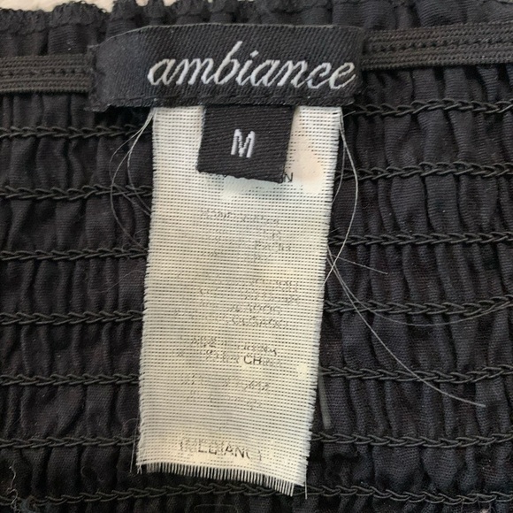 Ambiance On or Off Shoulder smocked Short sleeve Tie Front crop top Size M - Picture 9 of 15